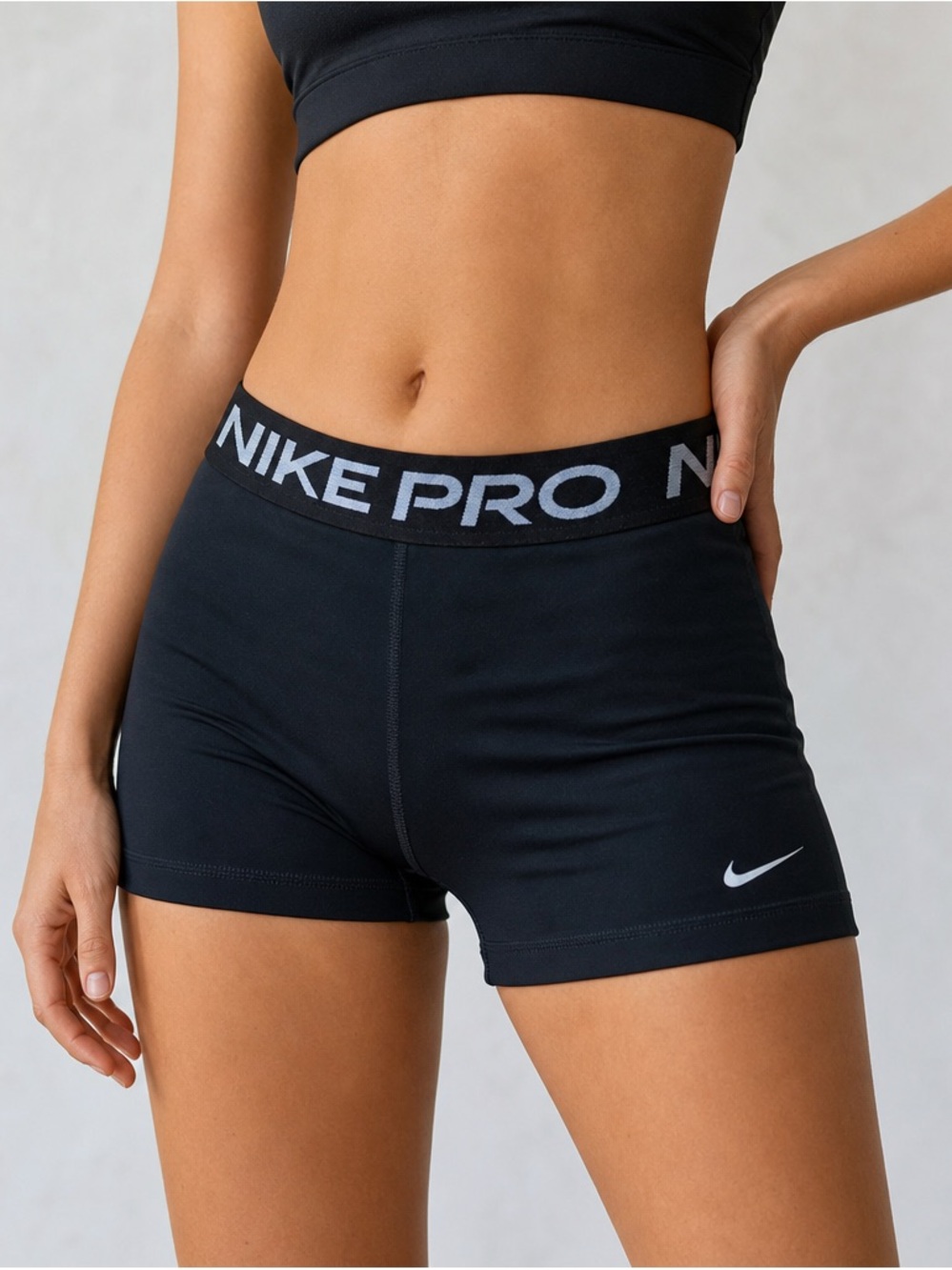 Nike Pro Dri‑Fit Black Compression Shorts | Size Small | White Swoosh